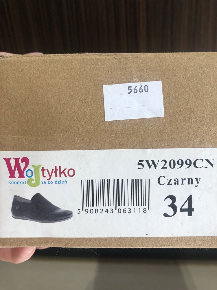 Eleganckie mokasyny komunijne buty chłopięce 34 skóra czarne Wojtyłko