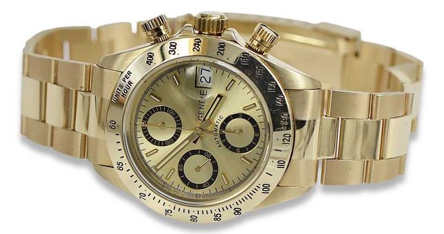WYJĄTKOWY Złóty męski zegarek 144g "Rolex style" UNIKAT! mw041y B