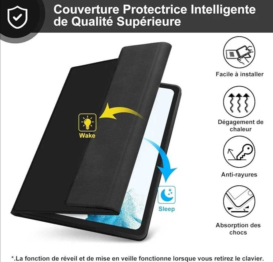 Etui z klawiaturą do Samsung Tab S8 Plus/S7 RGB