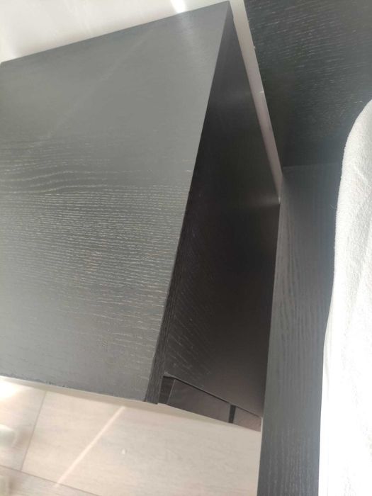 Cama + 2 mesas de cabeceira IKEA MALM em preto-castanho