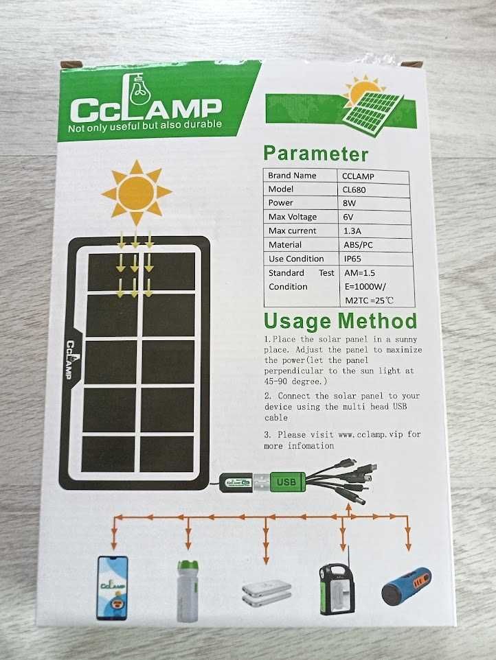 Солнечная панель зарядка Cclamp CLl-680 с USB выходом