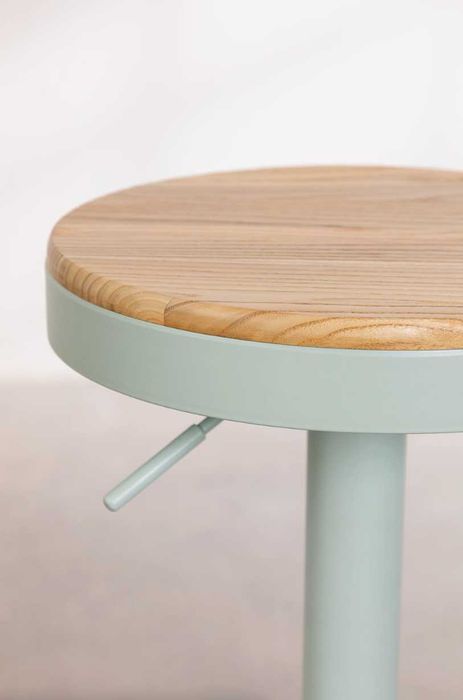 Banqueta alta ajustável Sklum em aço e madeira de olmo (3 disponiveis)