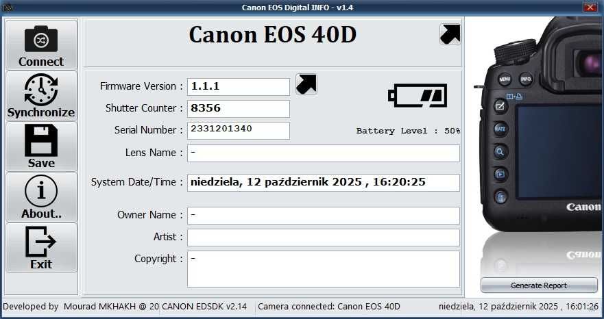 WYPRZEDAŻ Aparat Canon EOS 40D body - tylko 8 tys. zdjęć - jak nowy