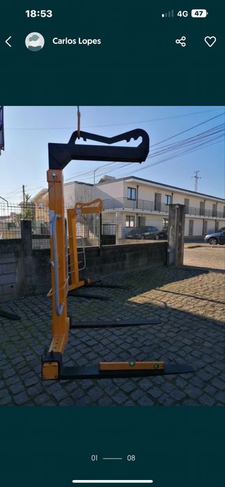 Porta paletes grua 2000kg regulável e extensível