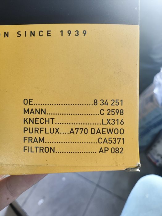 Фильтр воздушный WIX 6249 Opel Kadett, Daewoo Nexia, Espero 834251