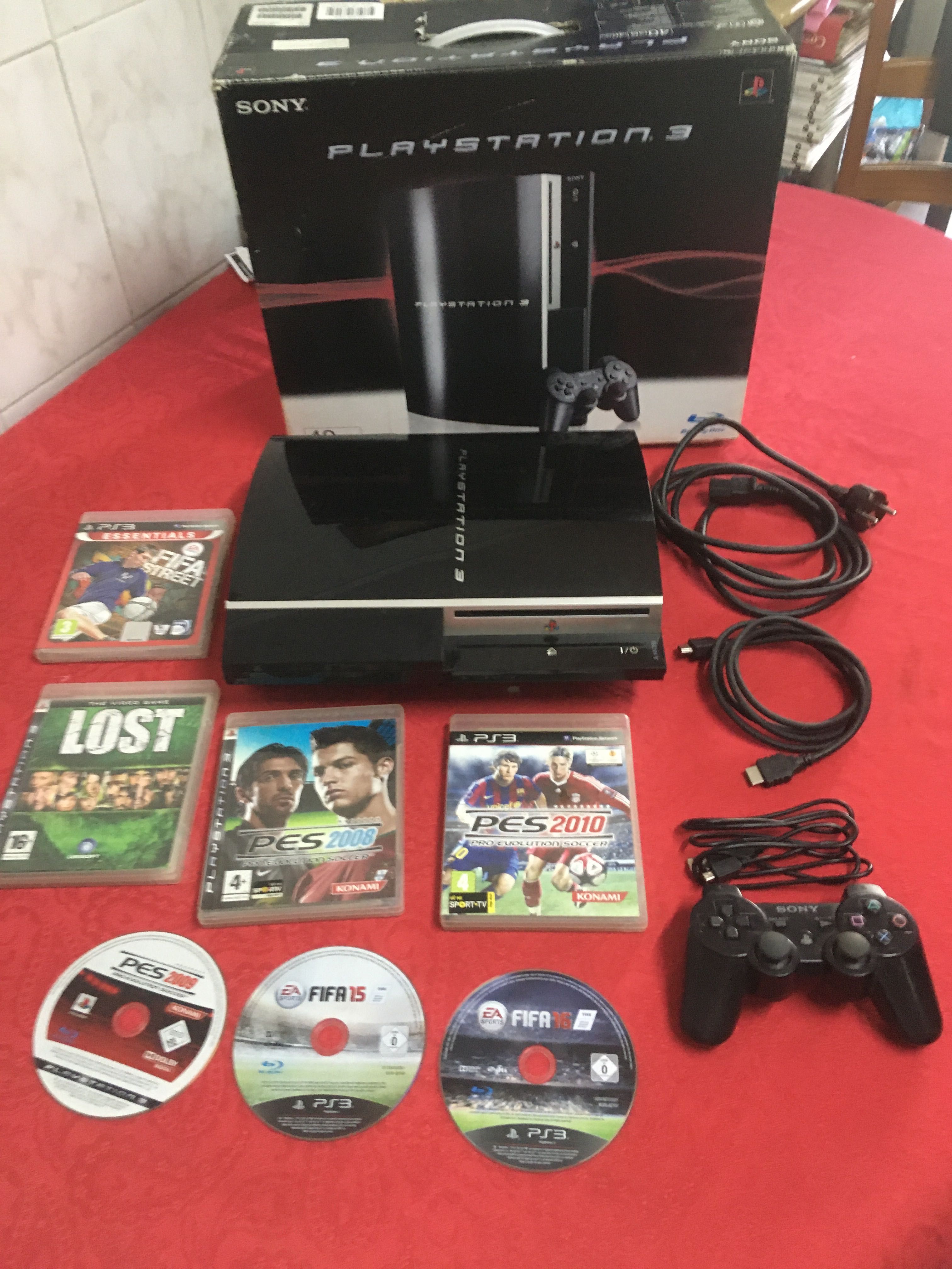 PlayStation 3 Fat 40gb-c/ caixa comando e 7 jogos