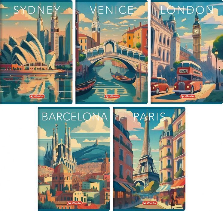 Zeszyt A5 60 kartek w kratkę, Retro City. Herlitz