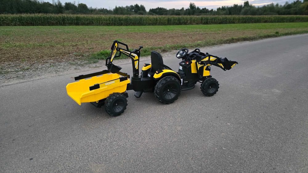 Duży TRAKTOR KOPARKA SX2068 24V 400W z przyczepą dla dzieci