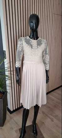 Zara śliczna elegancja koronkowa sukienka na wesele 38