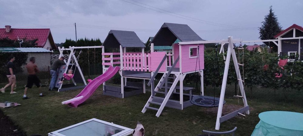 %RATY%  D8 Duży plac zabaw z mostkiem domek dla dzieci MONTAŻ GRATIS