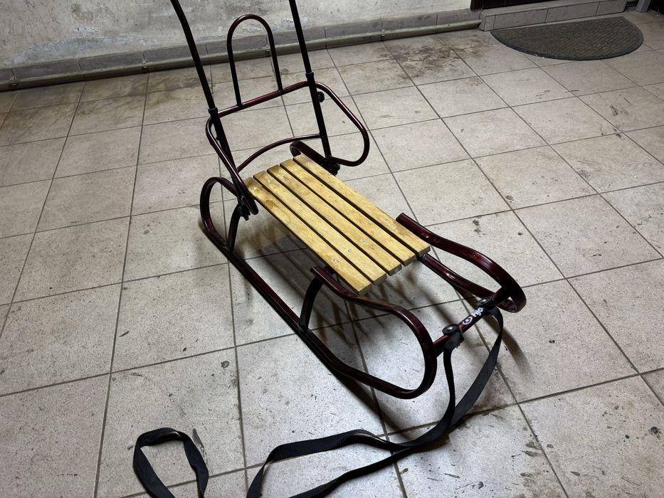 Санки дитячі зі спинкою та ручкою