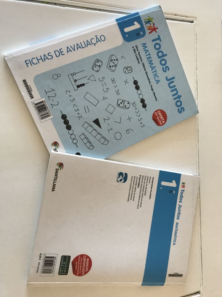 Manual escolar e caderno de atividades matemática 1 ano.