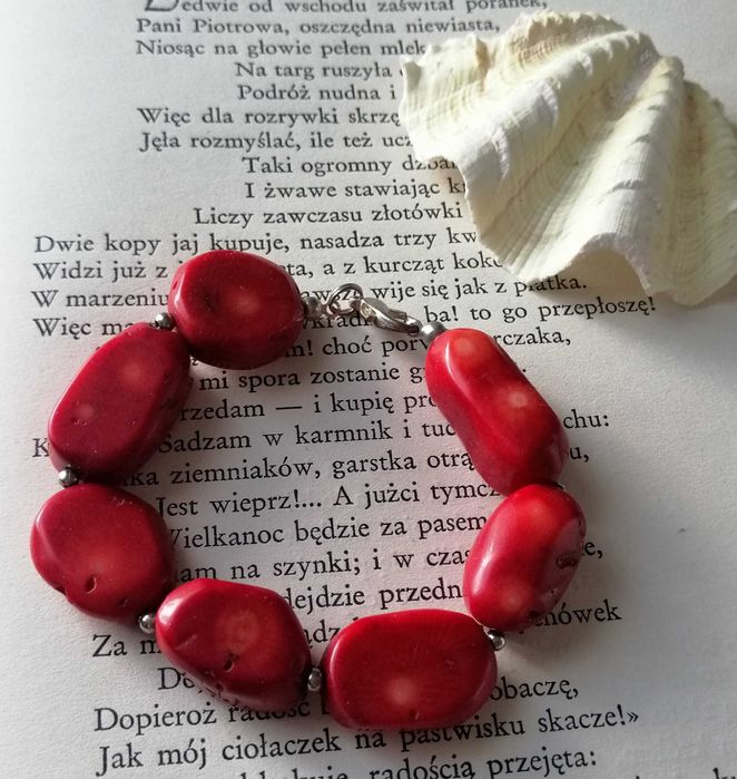 Koral Naturalny bransoletka koralowiec czerwony korale czerwone korala