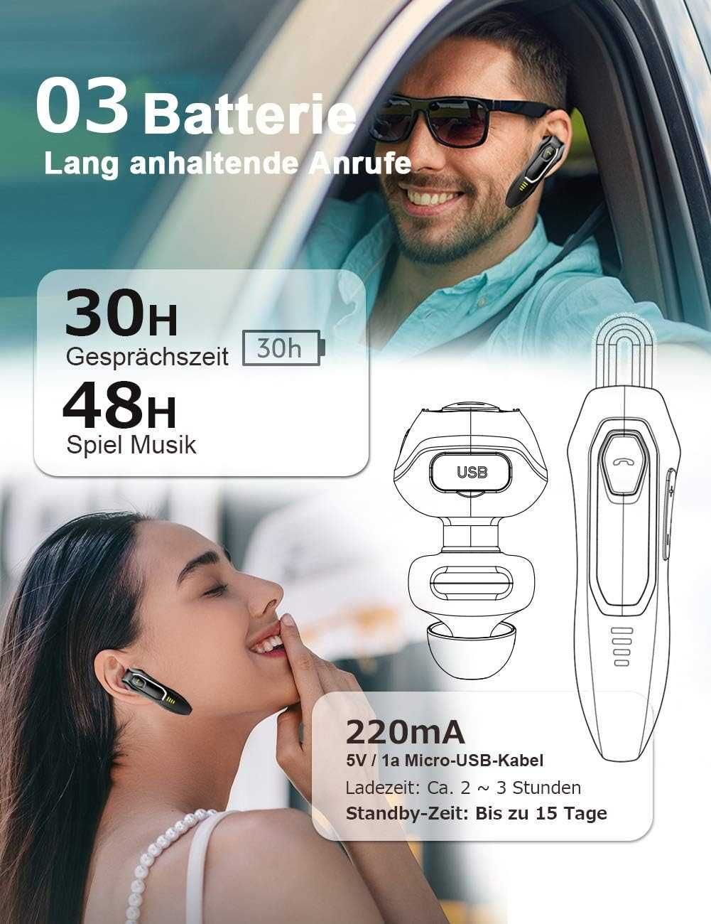 Micool Zestaw słuchawkowy Bluetooth do telefonu komórkowego V5.0