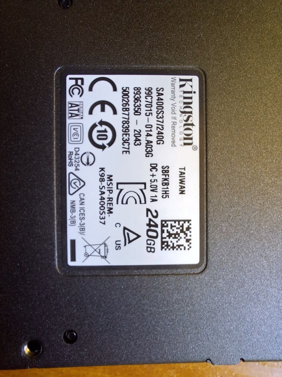 SSD Твердий диск SATA III 240GB Kingston