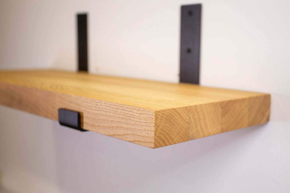 Loftowa półka dębowa z czarnymi podpórkami 56x20 cm LOFT DĄB WYPRZEDAŻ