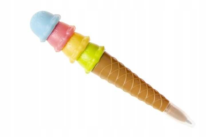 Długopis z czarnym wkładem LODY kolorowe gałki  15 cm