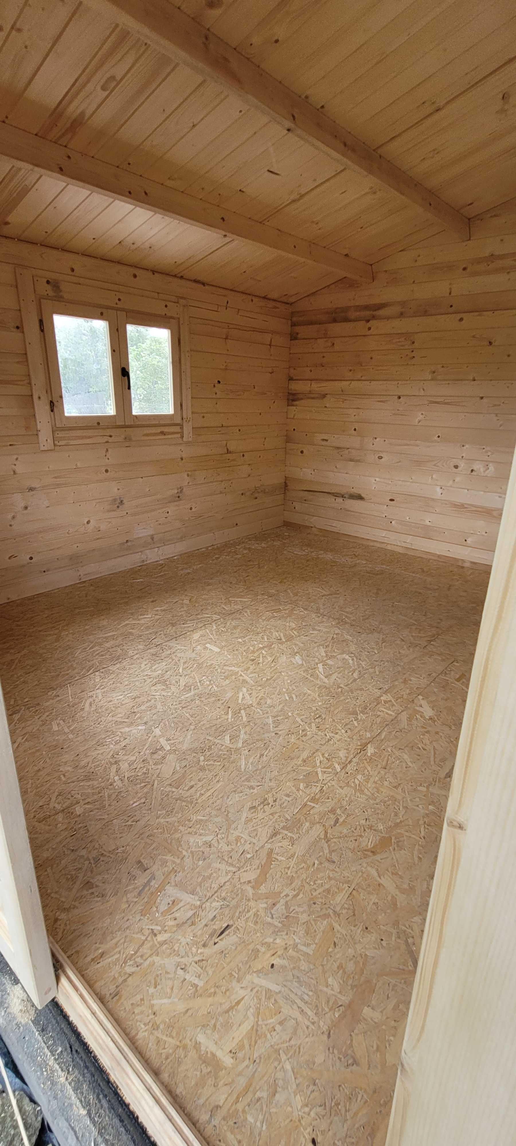 domek letniskowy + zadaszenie + okno *4 x 3,80* ściany z BALIKA 34 mm*