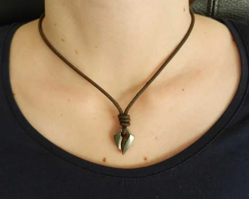 Naszyjnik marki FOSSIL stal + skóra unisex nowy