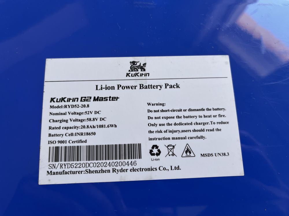 Bateria para Trotinete Kukirin G2 Master – Como Nova!