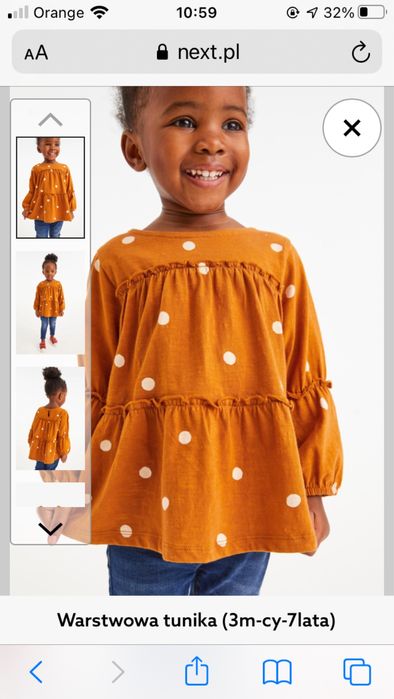 Tunika warstwowa NEXT 4-5 /110 cm aktualna kolekcja, rdzawa, kropki