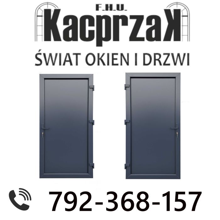 Drzwi Zewnętrzne 90x210 PCV KacprzaK Antracyt Prawe i Lewe