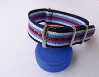 Pasek do zegarka 20mm NATO nylonowy strap granatowy biały czerwony