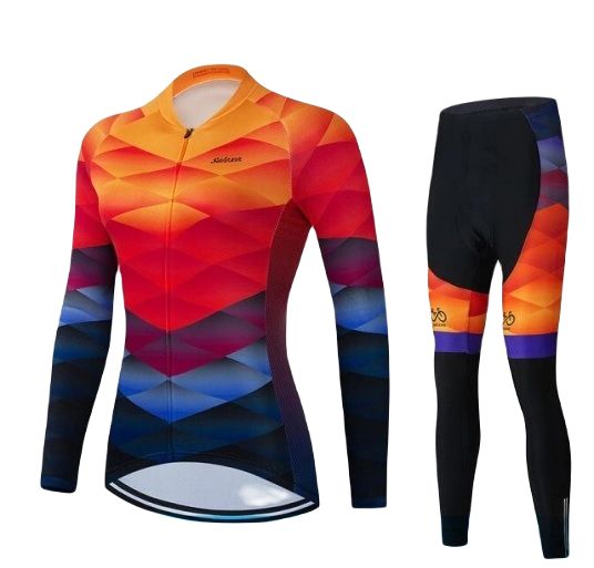 Damski komplet rowerowy kolarski ocieplany Bluza + spodnie z wkładką