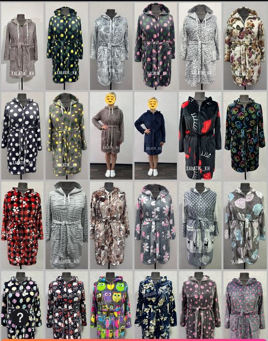 25 кольорів!! Халат махровий на замку по коліно