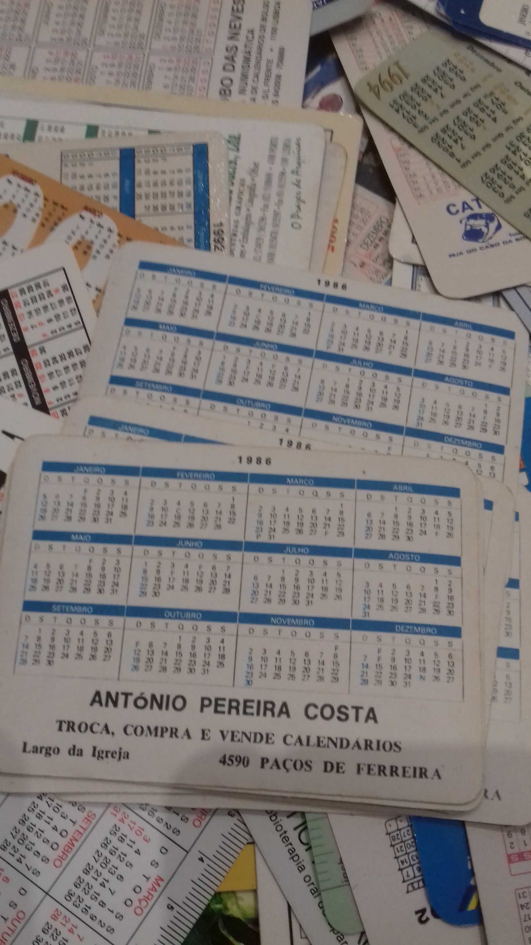 Coleção de mais de 200 calendários de bolso, anos 80 e 90