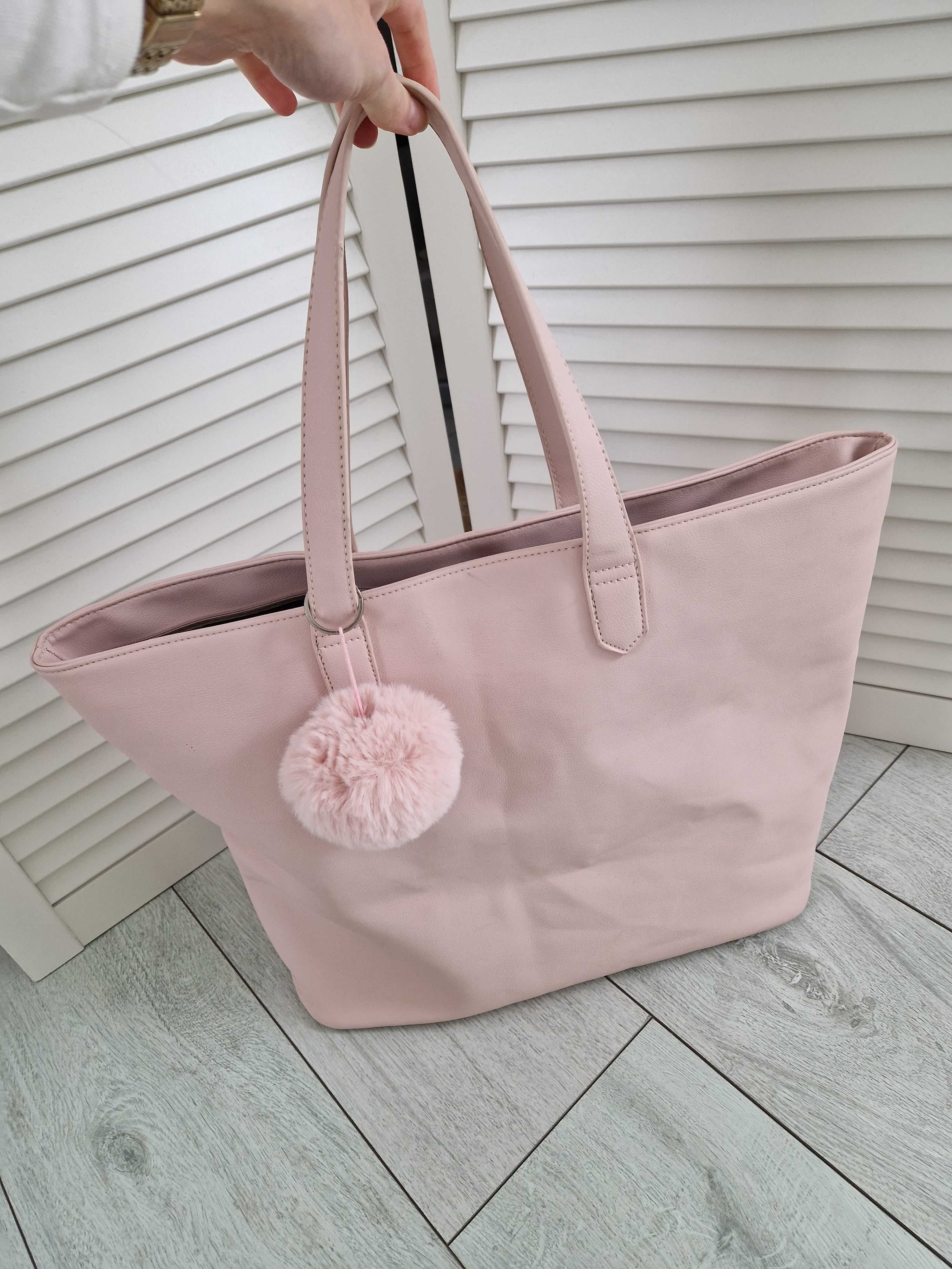 Sinsay pudrowa torebka shopper torba
