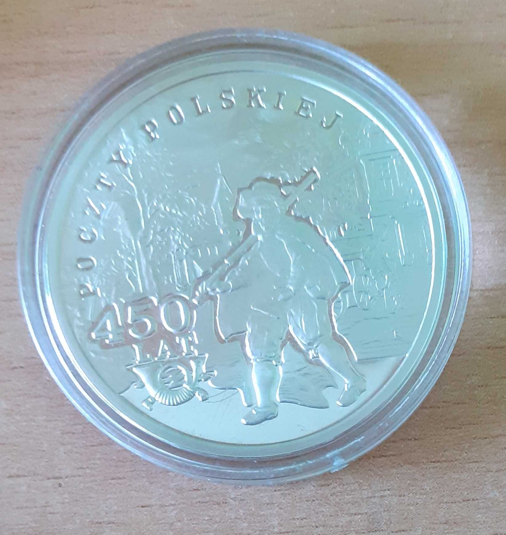 10 zł, srebrna moneta 450 Lat Poczty Polskiej 2008