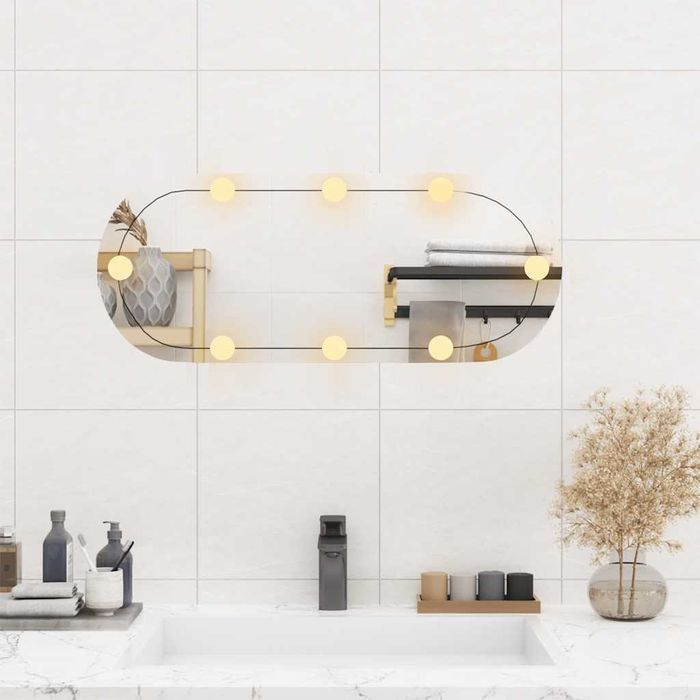 Vidaxl Lustro Ścienne Z Led, 30X70 Cm, Szklane, Owalne