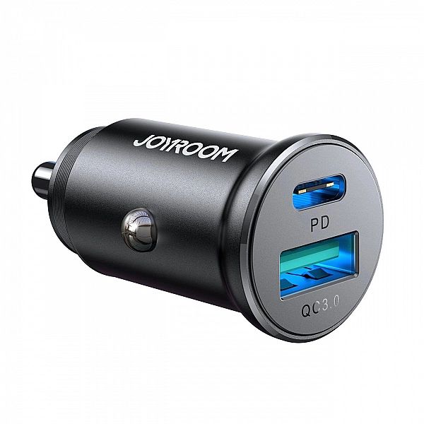 Mini ładowarka samochodowa Joyroom JR-CCN05/30W USB-A USB-C - czarna