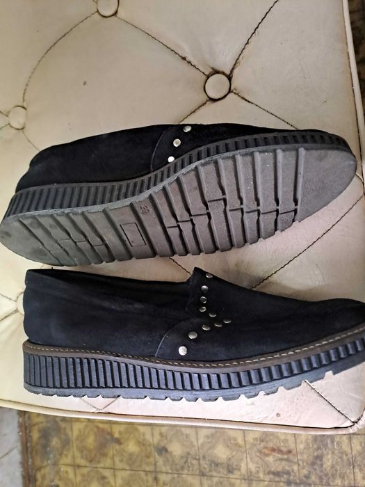 Туфли лоферы черная замша розмер 39