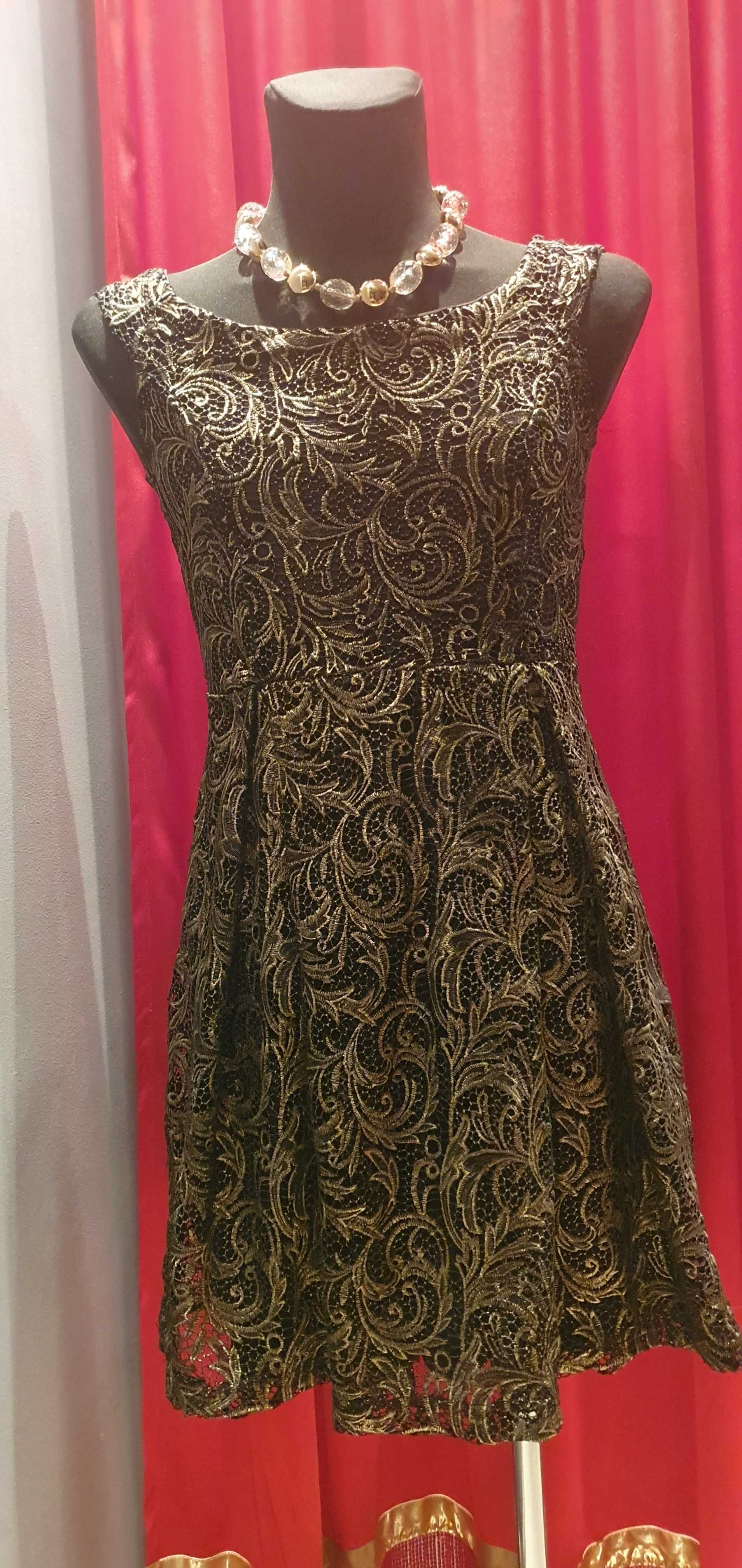 Sukienka elegancka czarno-złota roz.38
