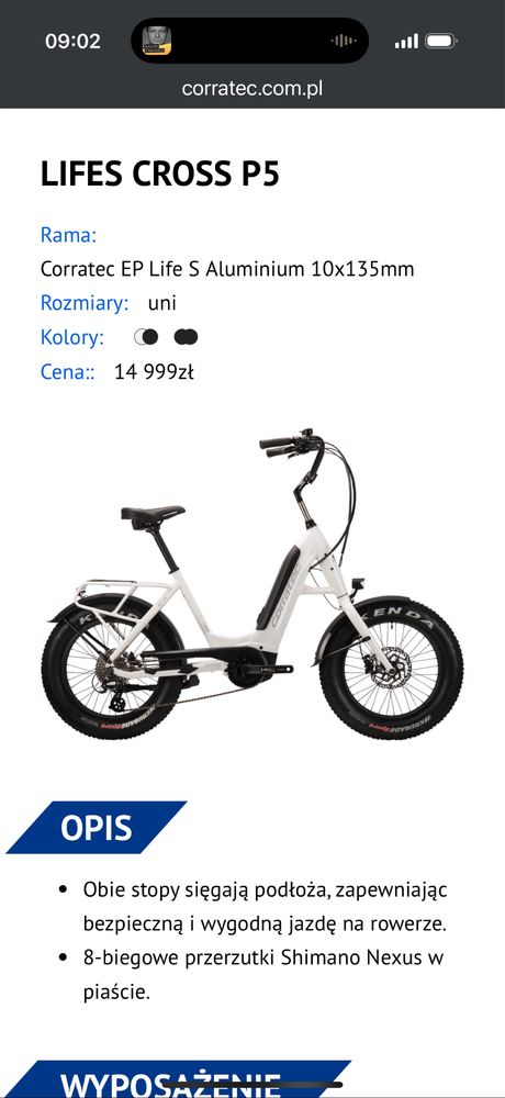 Rower elektryczny  Corratec