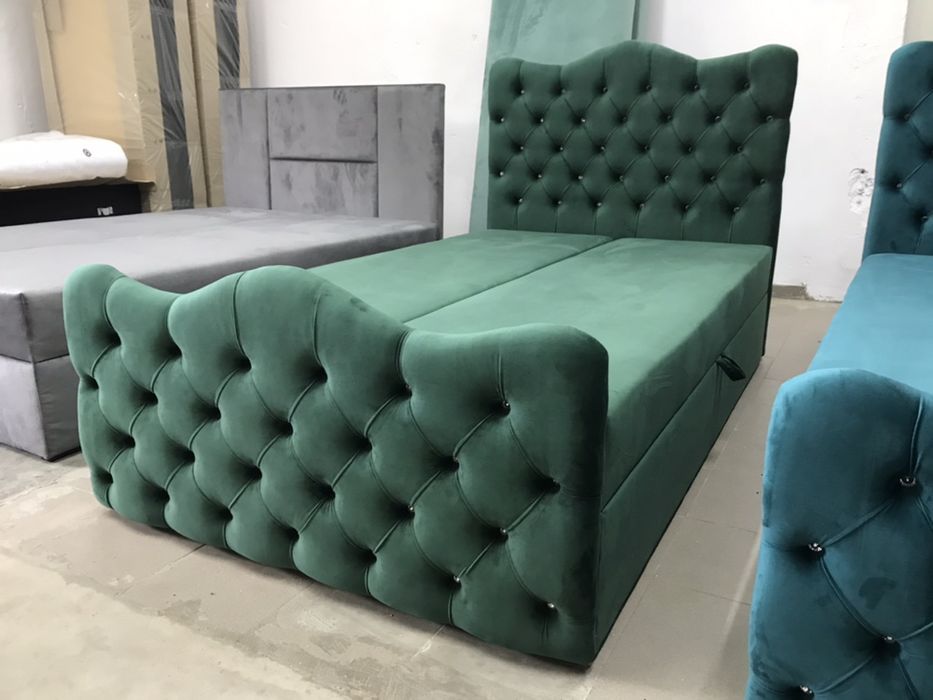 Łóżko 140/200 tapicerowane pikowane guzikami Kontynentalne materac