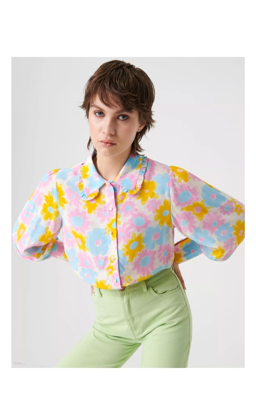 Bluzka 100% wiskoza, kolorowa, pastelowa, w kwiaty na lato