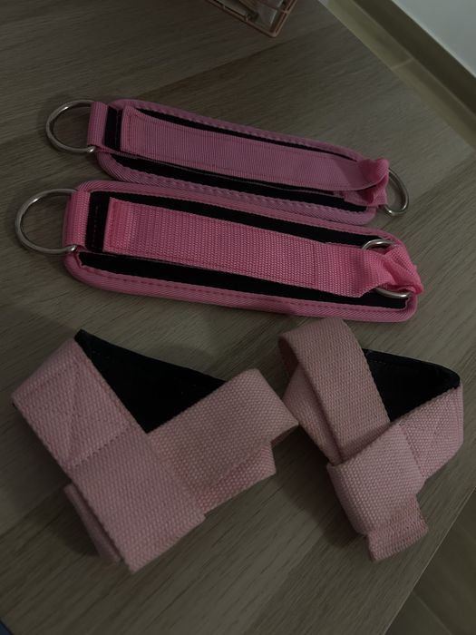 Alcas de tornozelo + straps rosa