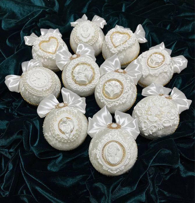 Розкішні білі ялинкові прикраси, преміум класу