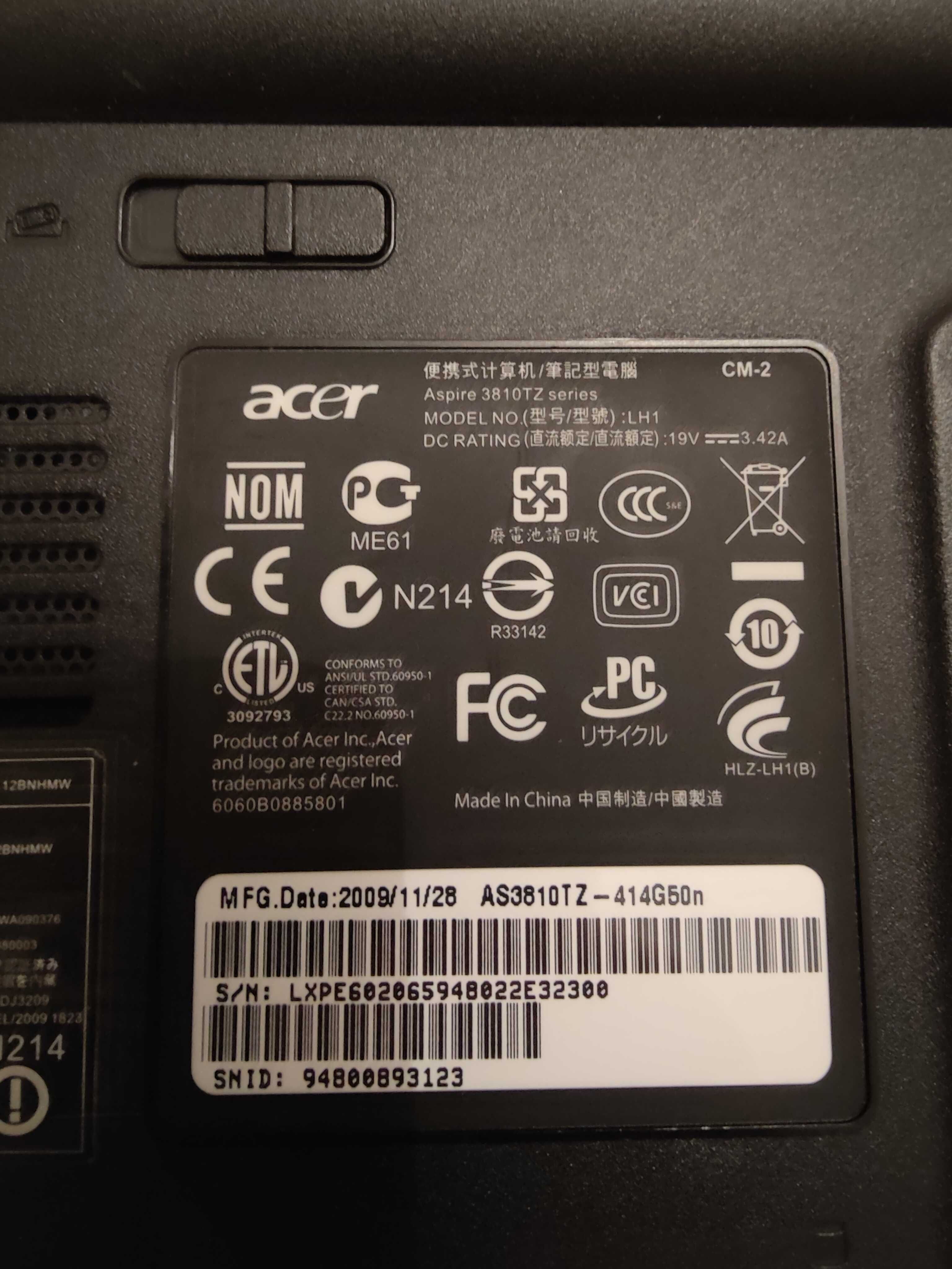 Acer 3810 без зарядки