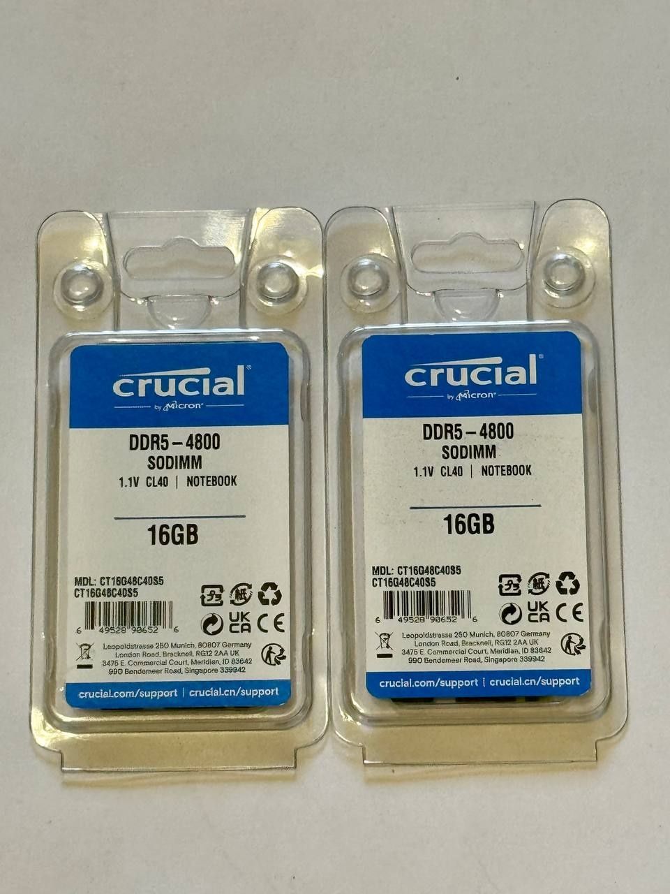 Свежая ОЗУ для ноутбука 32Gb Crusial (Micron) SoDimm DDR5-4800MHz