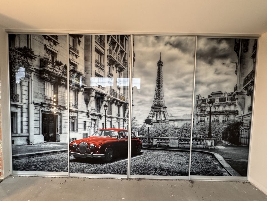 Scianka szklana, zabudowa, grafika 428x255cm