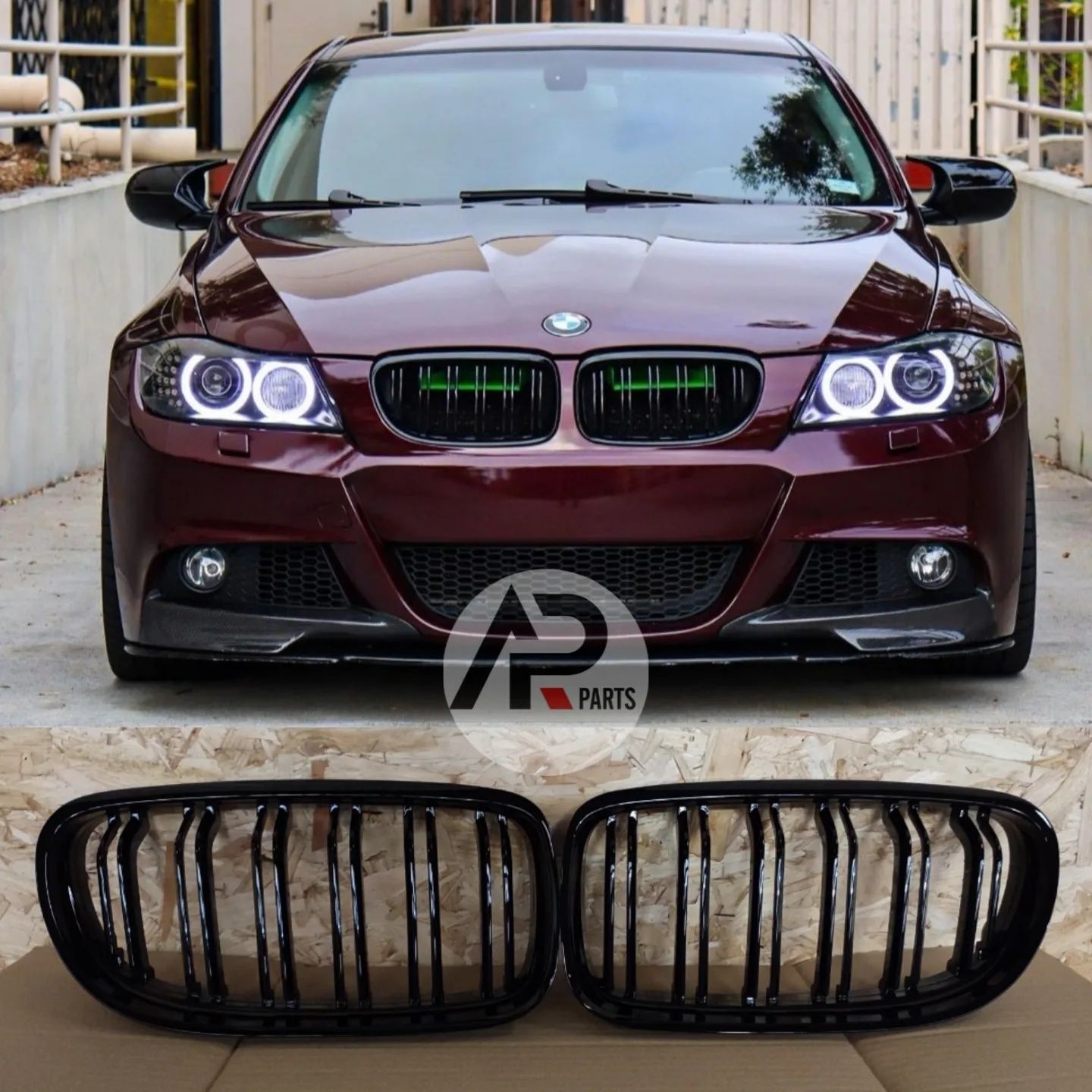 BMW E90 E91 LCI Grelhas duplas Mperformance Preto brilhante