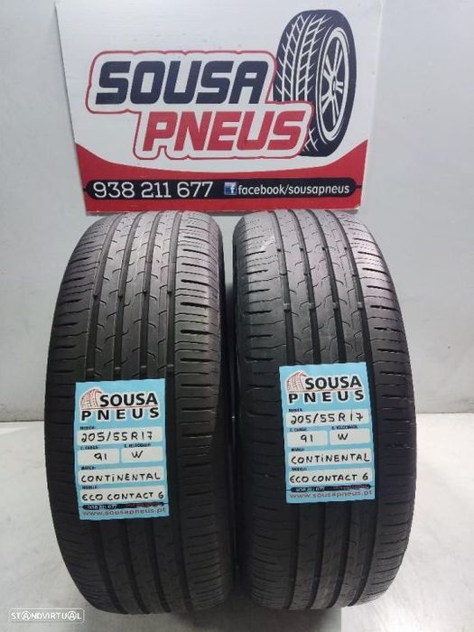 2 pneus semi novos 205-55r17 continental - oferta dos portes
