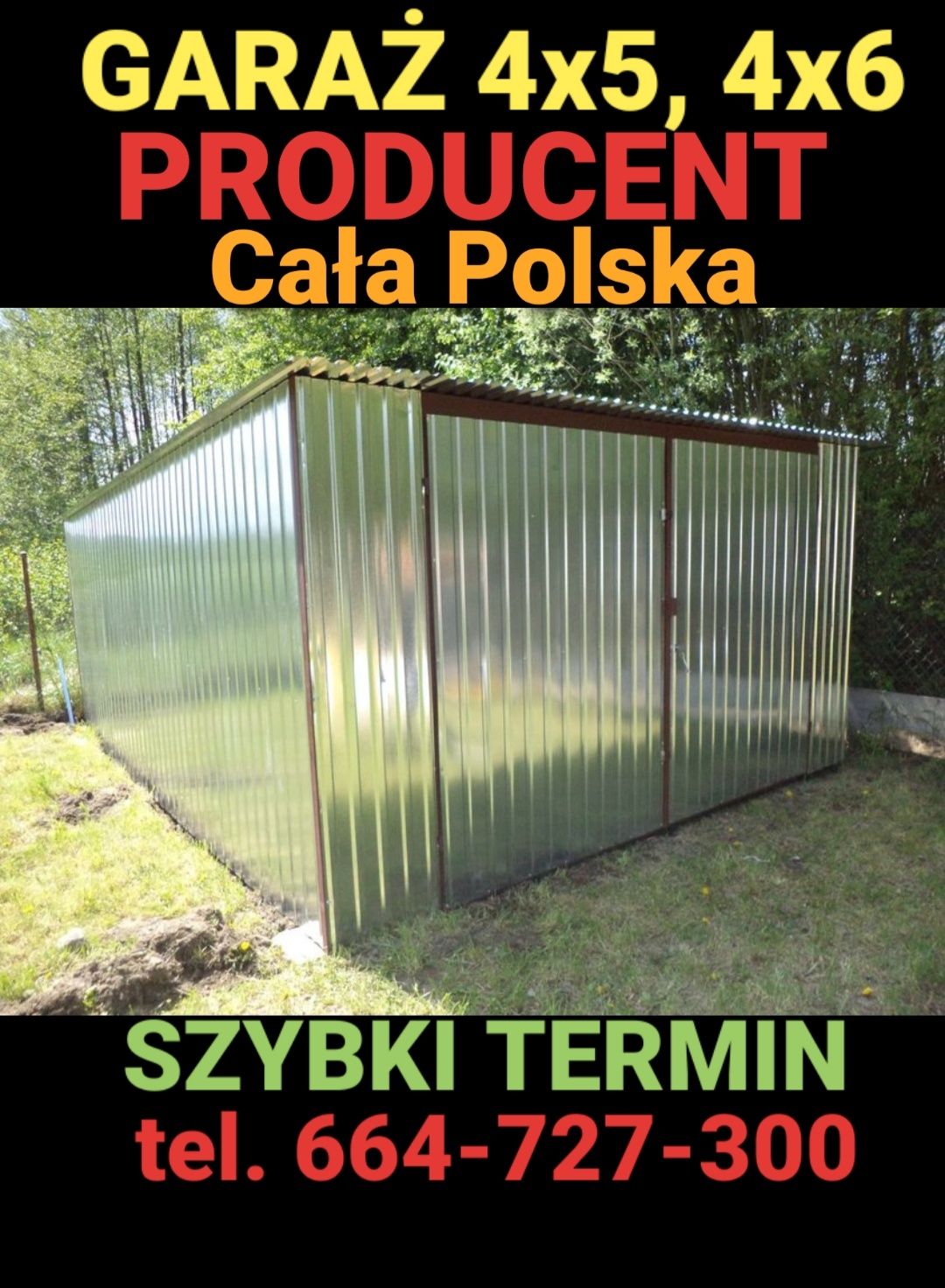 Garaż blaszany 4x5 Garaże blaszane DOSTAWA GRATIS CAŁY Kraj! SZYBKO !