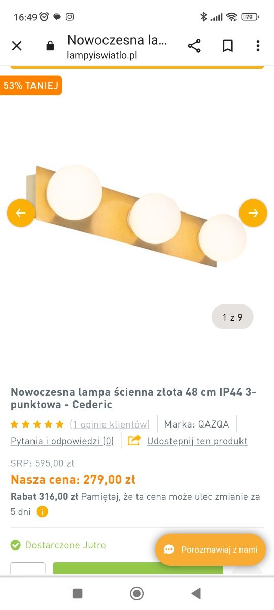 Nowa lampa łazienkowa Cederic SREBRNA