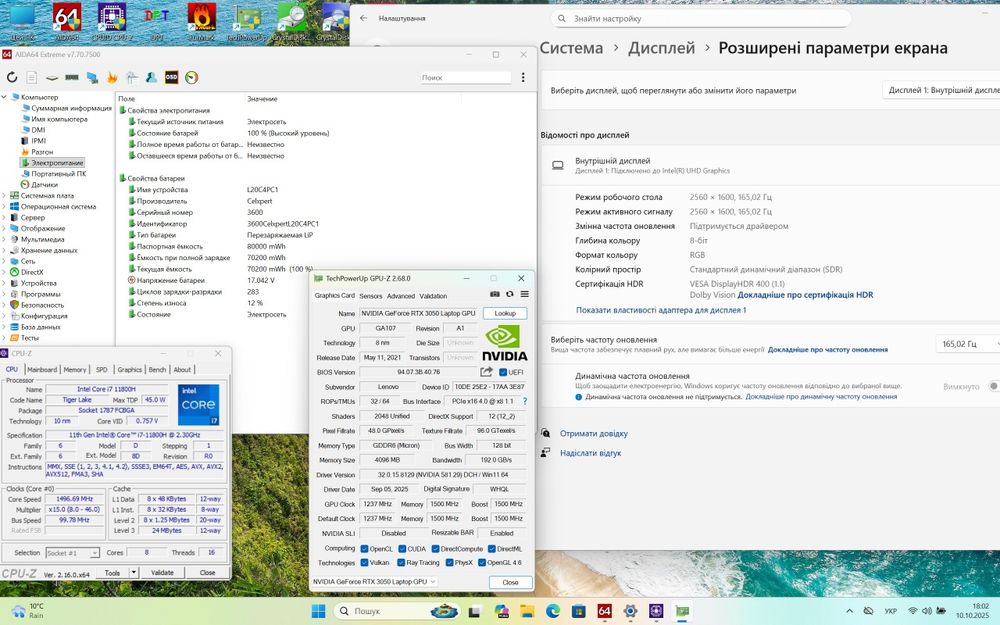 Ігровий Lenovo legion 5 Pro 16ITH6 I7 11800H RTX3050