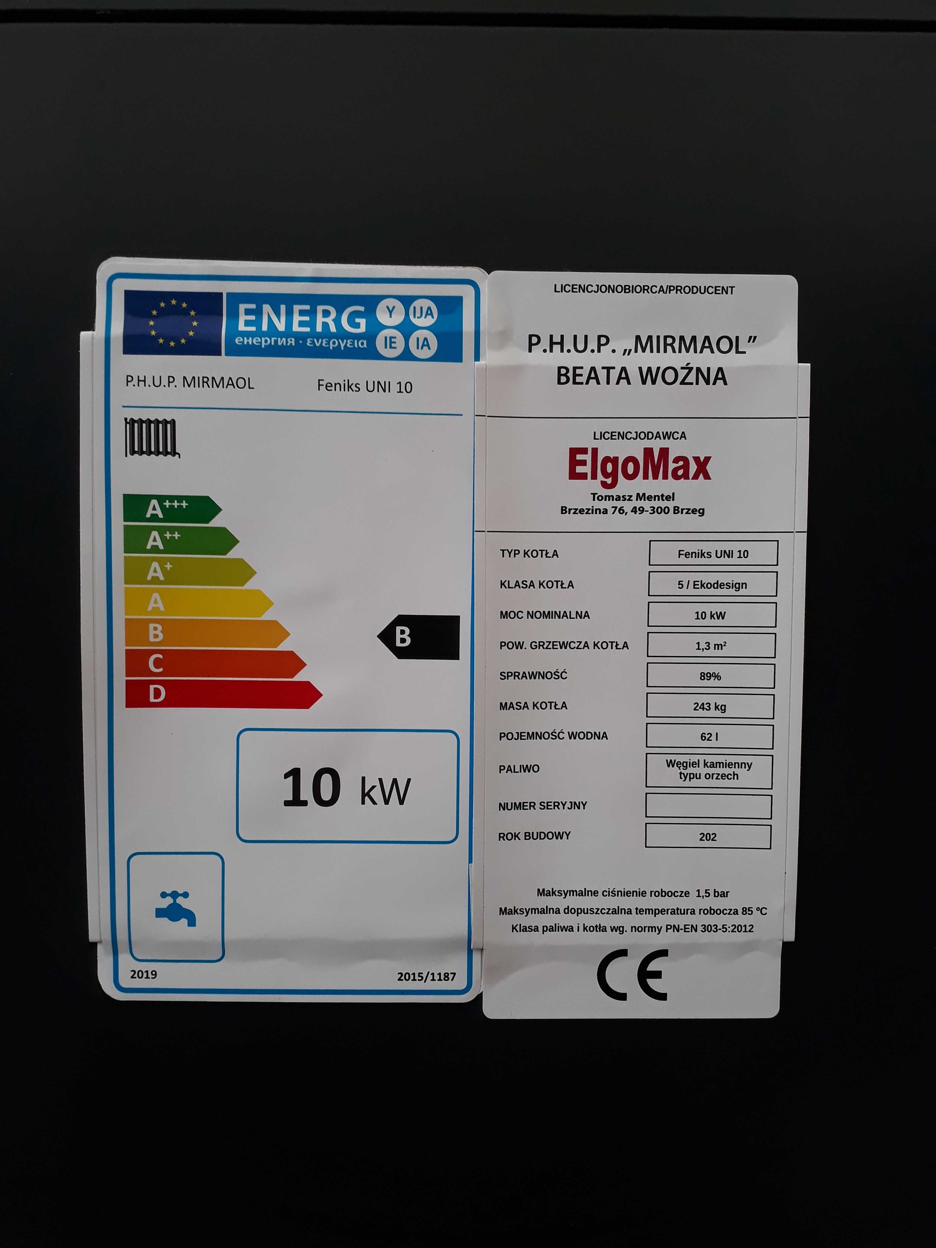 Piec 10kw Kocioł na węgiel drewno chrust 5 klasa do 110m2 10kw